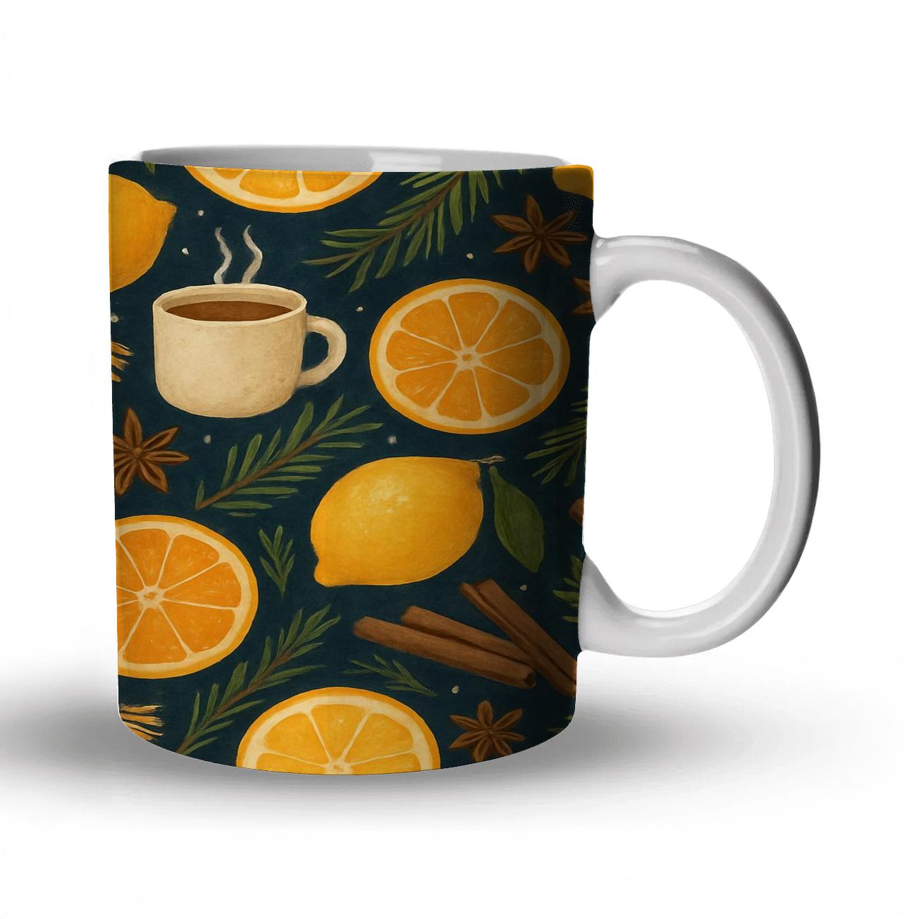 Winter Citrus Hearth Pattern gift mugs for occasions