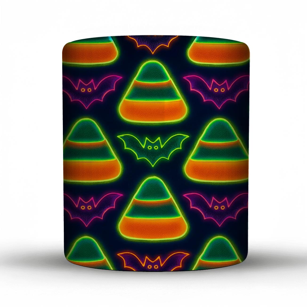 Neon Candy Corn Diagonal And Mirrored Bat Pairs premium drinkware mugs