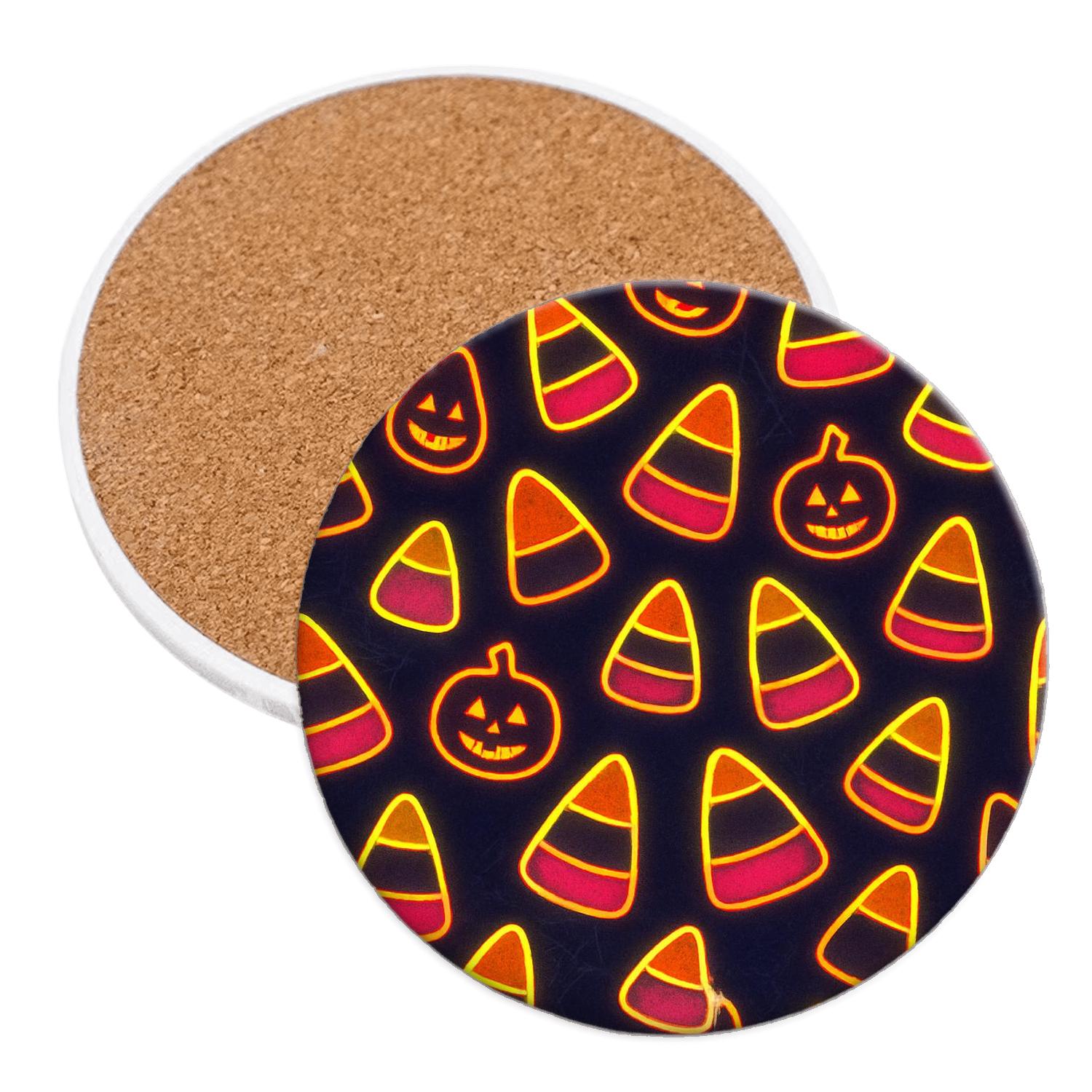 Neon Horror Carnival Candy Corn Diagonal Array personalized drink coasters