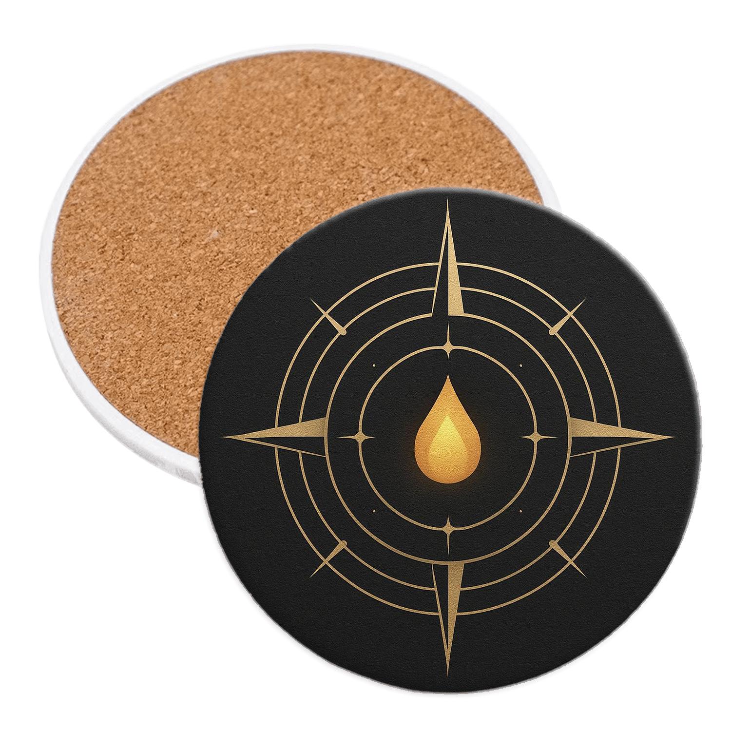 Pilgrims Compass Of Inner Light wooden table coasters