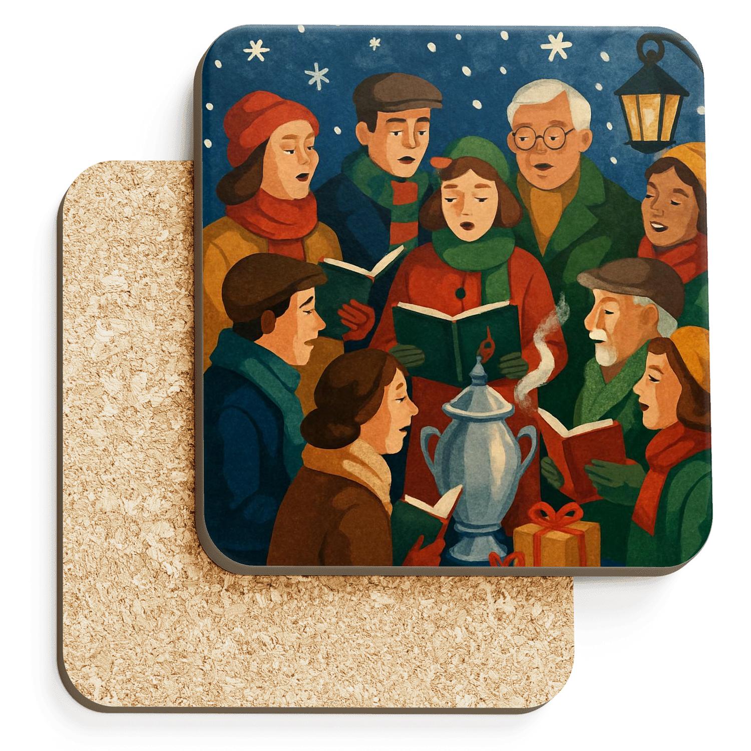 Midnight Cocoa Carol Circle wooden table coasters