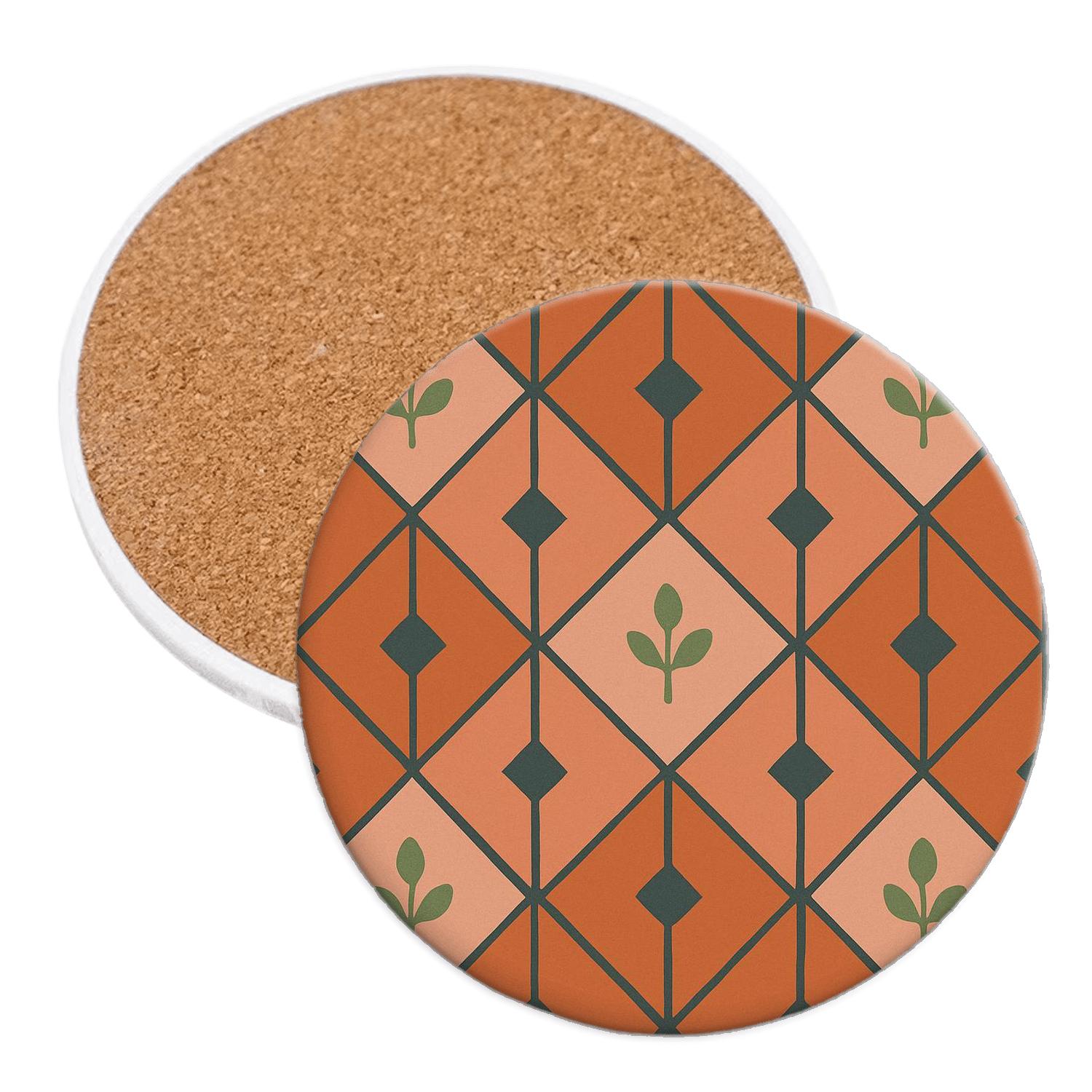 Terracotta Kite Mosaic With Sage Seedpods elegant tabletop coasters