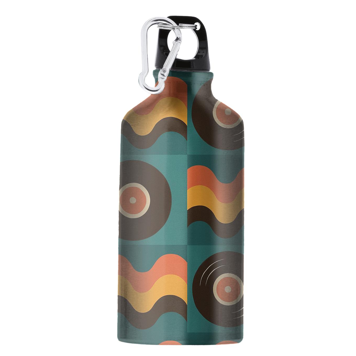 Vintage Vinyl Wave Grid sports bottles with lids