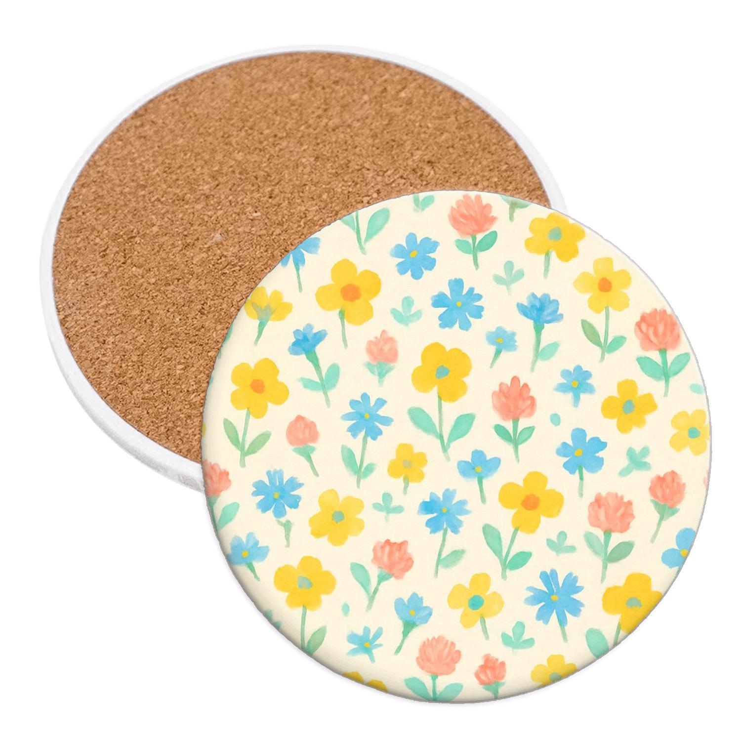 Citrus Meadow Wildflower Scatter wooden table coasters