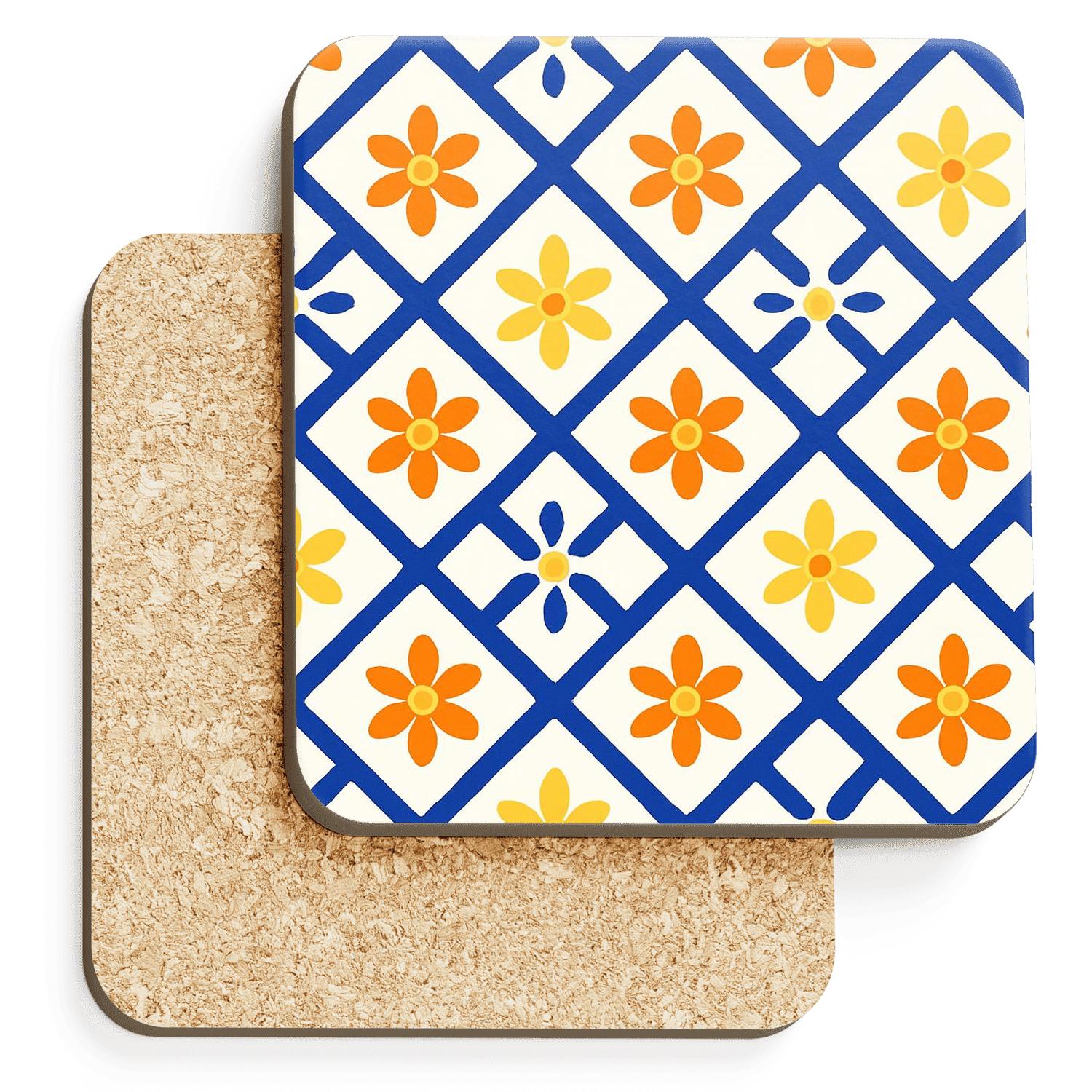 Cobalt Lattice Citrus Blossom Repeat stone coaster collections