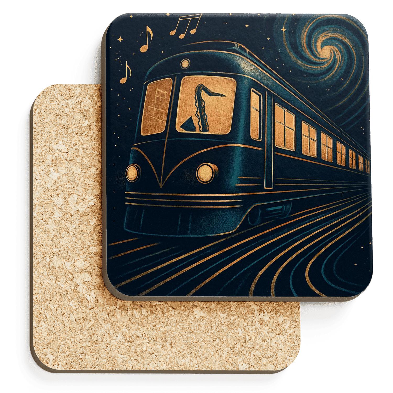 Cosmic Jazz Transit Poster custom engraved coasters