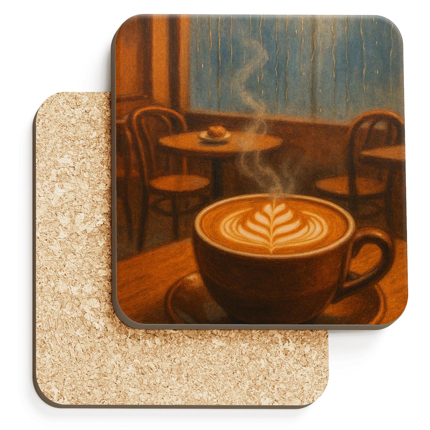 Rainy Window Cappuccino Club personalized drink coasters