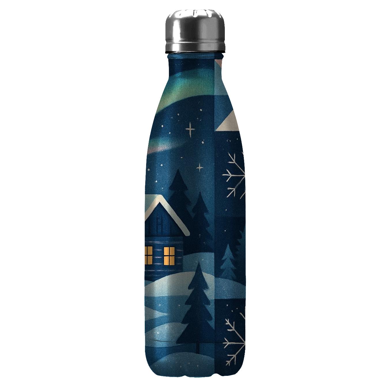 Winter Aurora Cabin Quilt travel water bottles