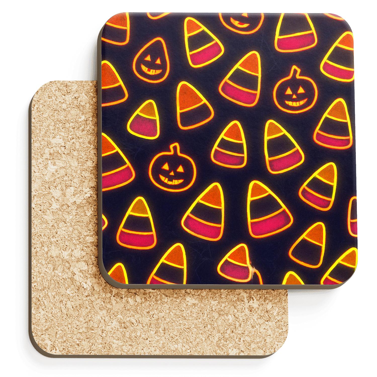 Neon Horror Carnival Candy Corn Diagonal Array personalized drink coasters