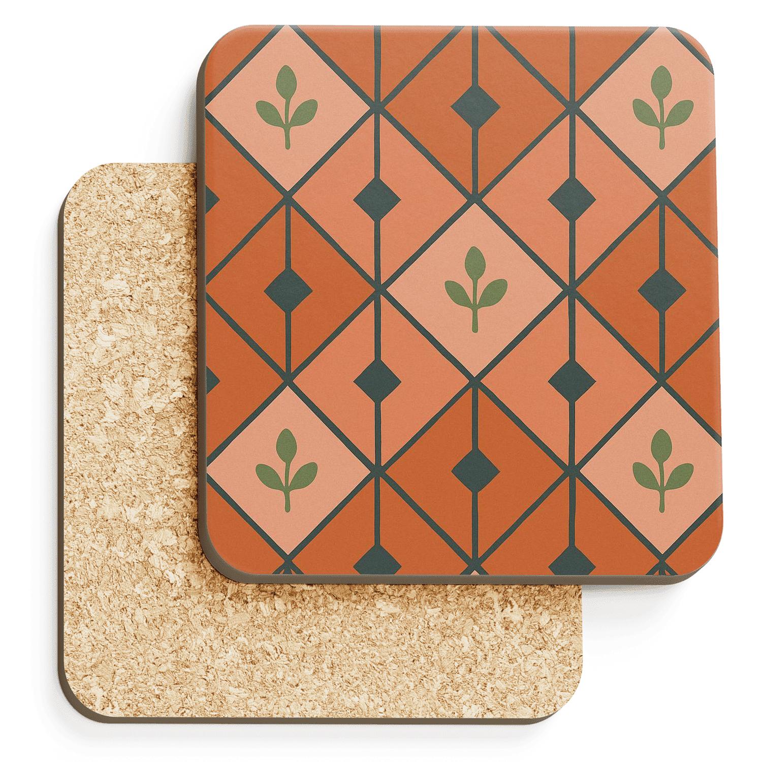 Terracotta Kite Mosaic With Sage Seedpods elegant tabletop coasters