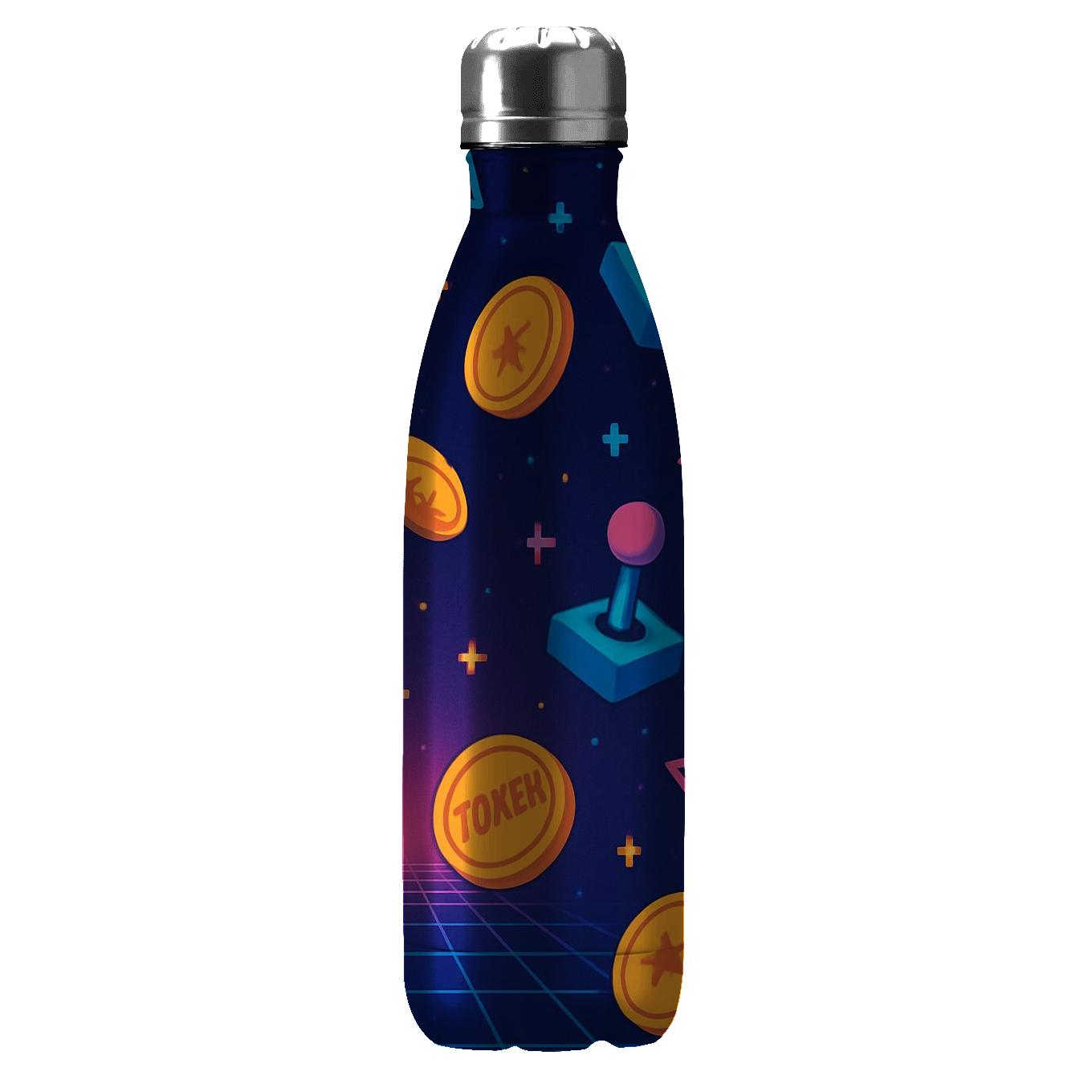 Arcade Token Galaxy Grid water bottles for gifts