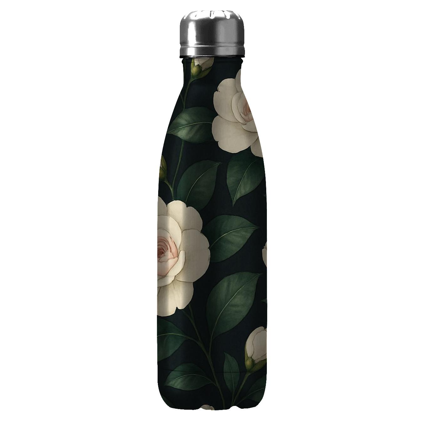 Midnight Garden Camellias travel water bottles