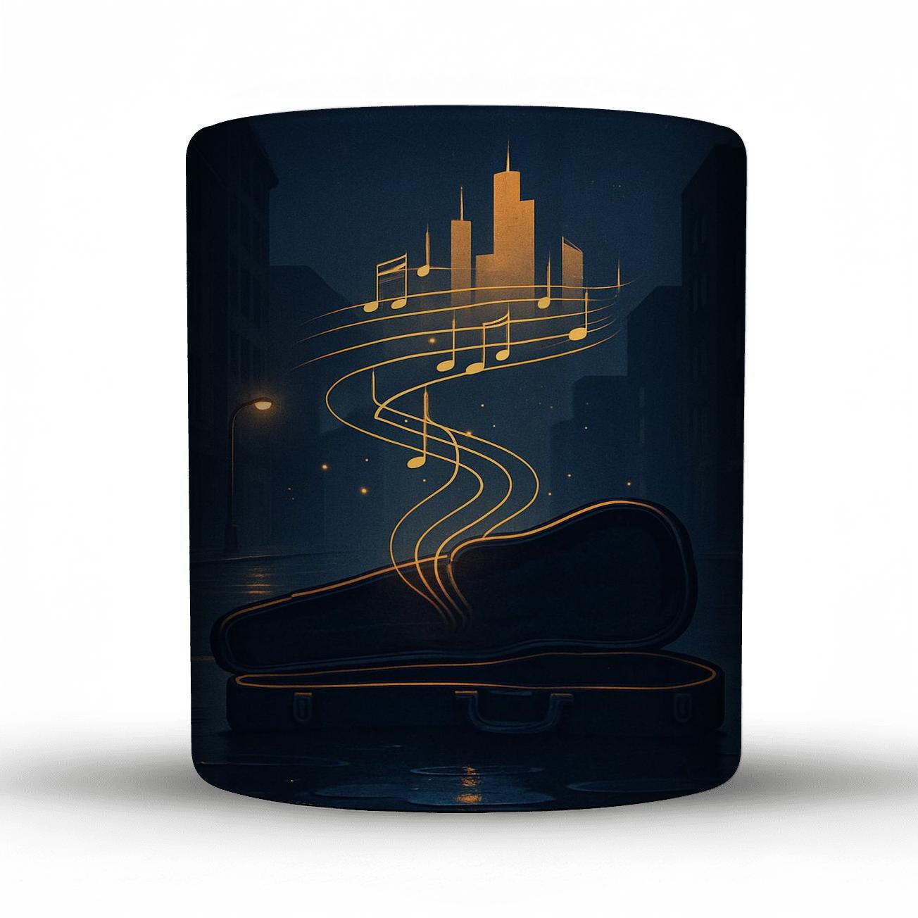 Orchestral Streetlight Serenade travel mugs with handles