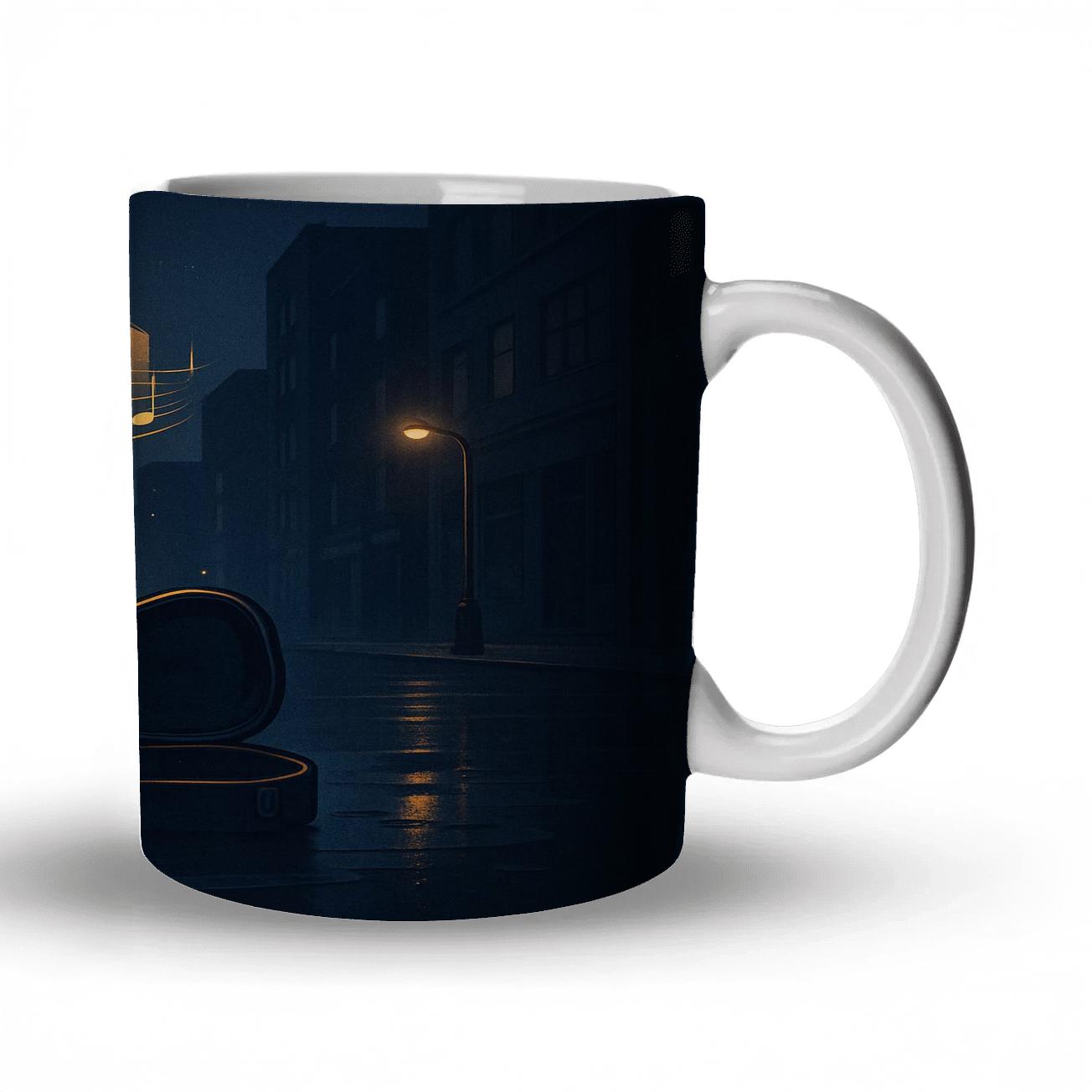 Orchestral Streetlight Serenade travel mugs with handles