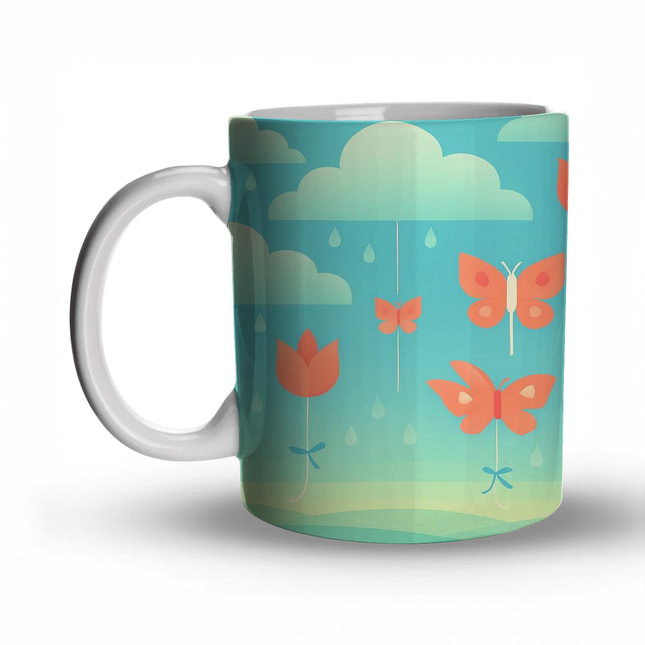 Spring Raincloud Kites Parade gift mugs for occasions