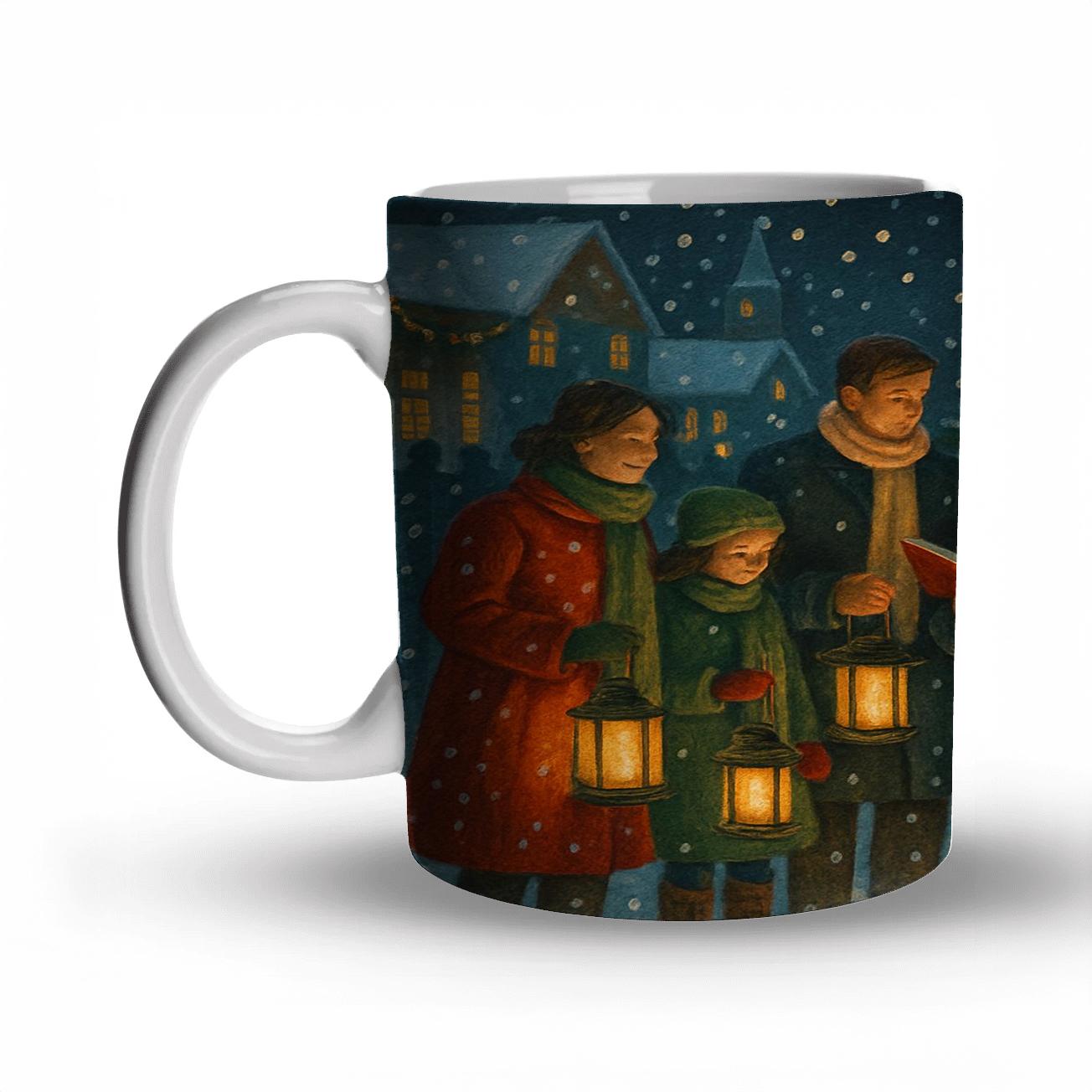 Lantern Walk To The Carol Tree personalized mugs