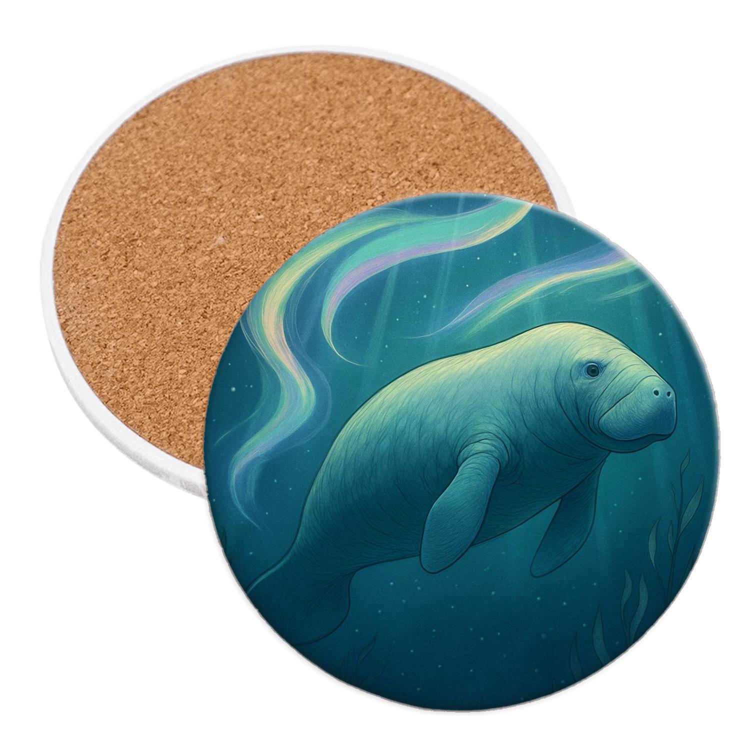 Aurora Manatee Drift absorbent drink coasters