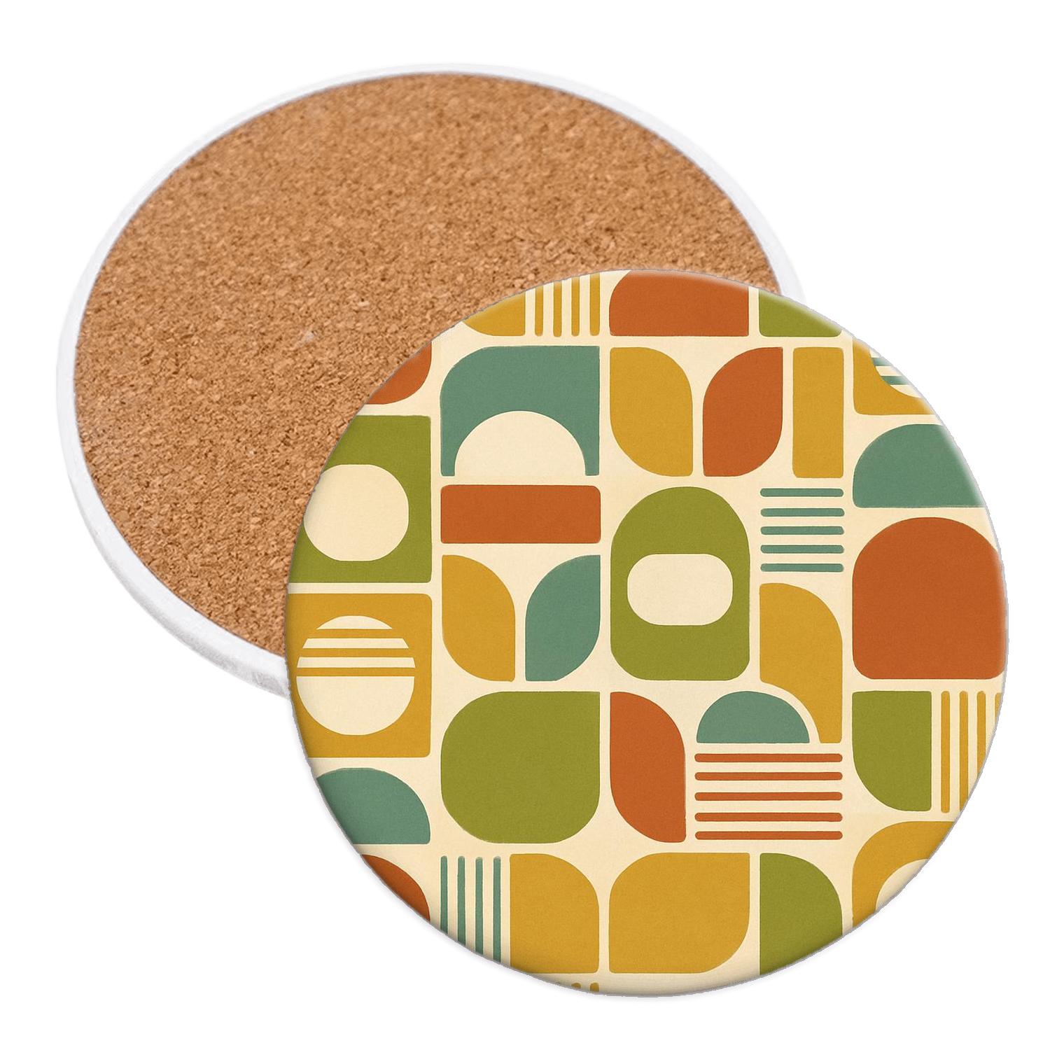 Sunbaked Vinyl Geometry absorbent drink coasters