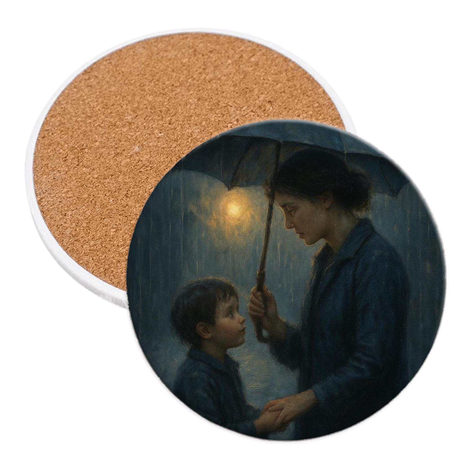 The Umbrella Of Quiet Sacrifice A Mothers Love In The Rain custom engraved coasters