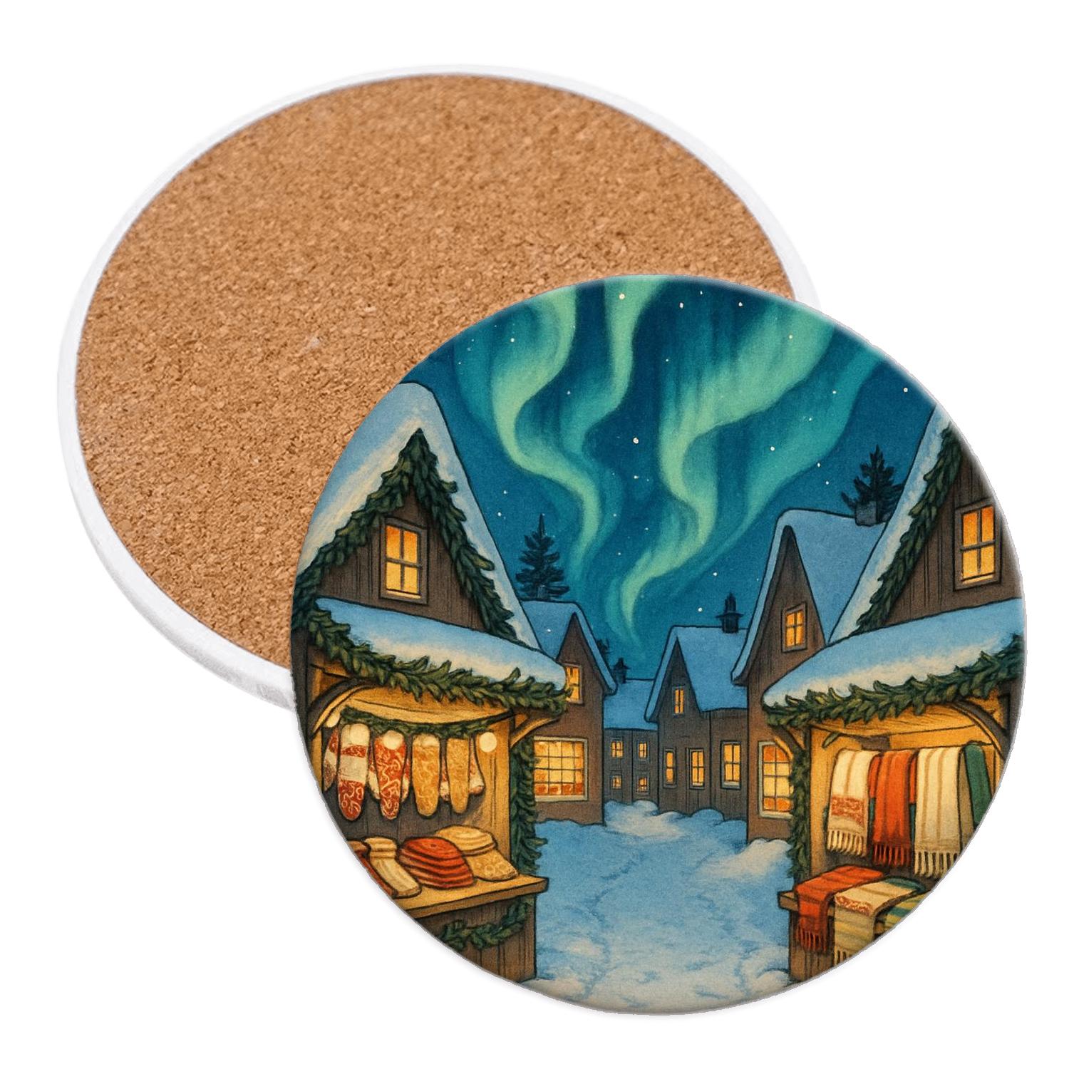 Midwinter Aurora Knit Market absorbent drink coasters