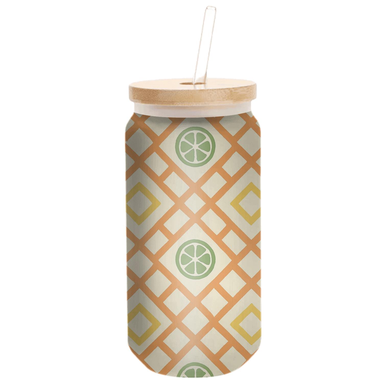 Sunlit Citrus Lattice Mosaic artisan blown glass drinkware