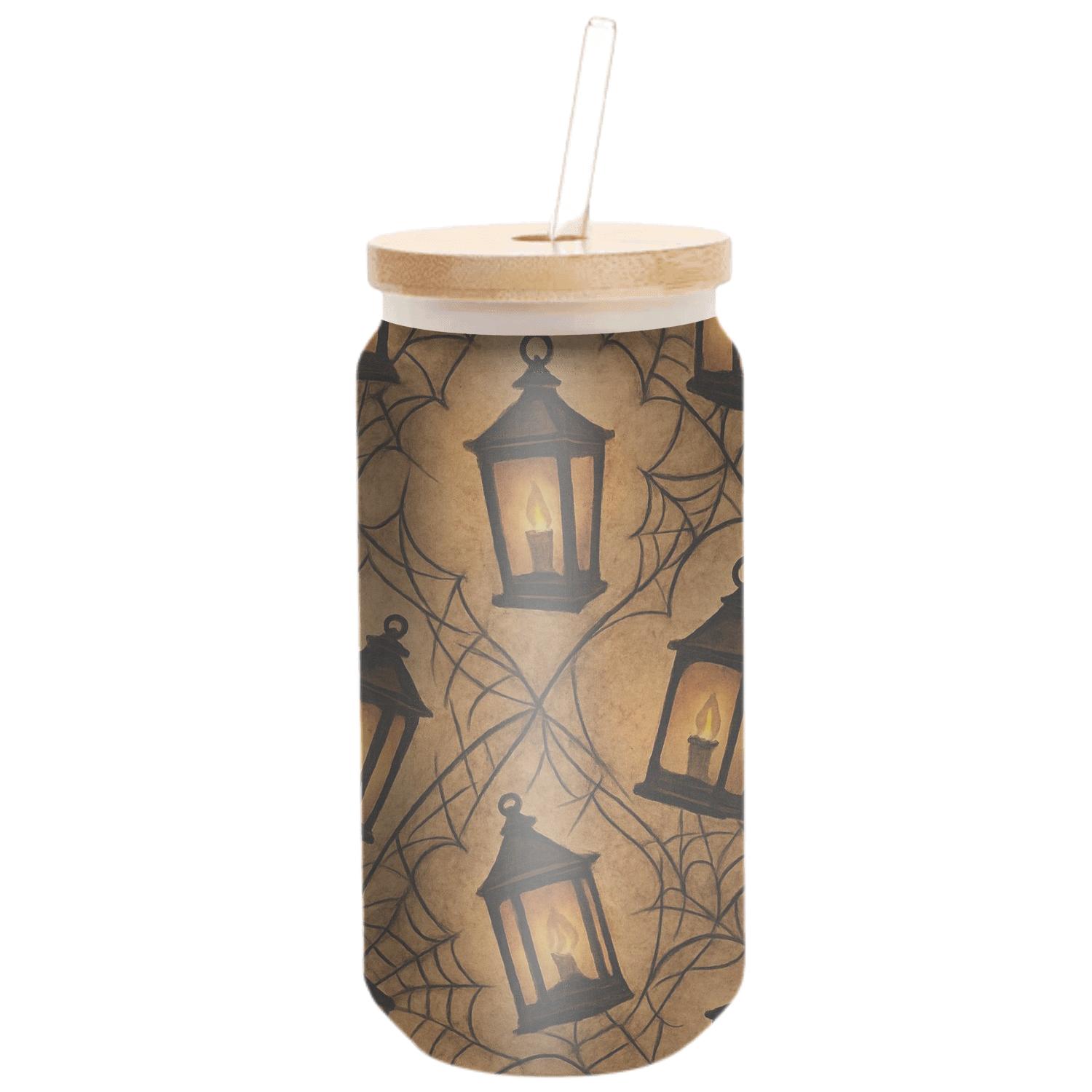 Sepia Lantern Cluster Lattice On Parchment Background custom engraved glassware