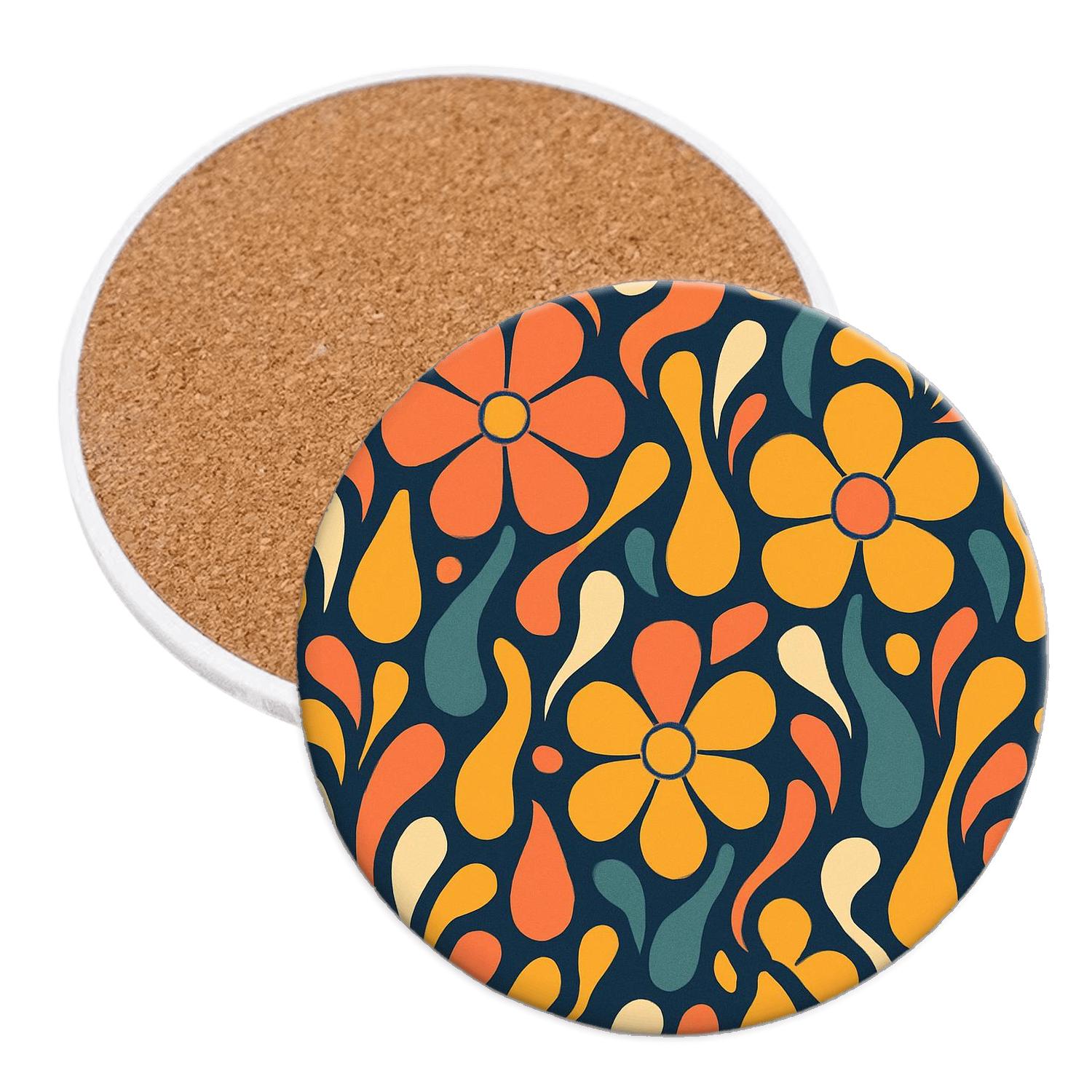 Cosmic Lava Lamp Bloom wooden table coasters