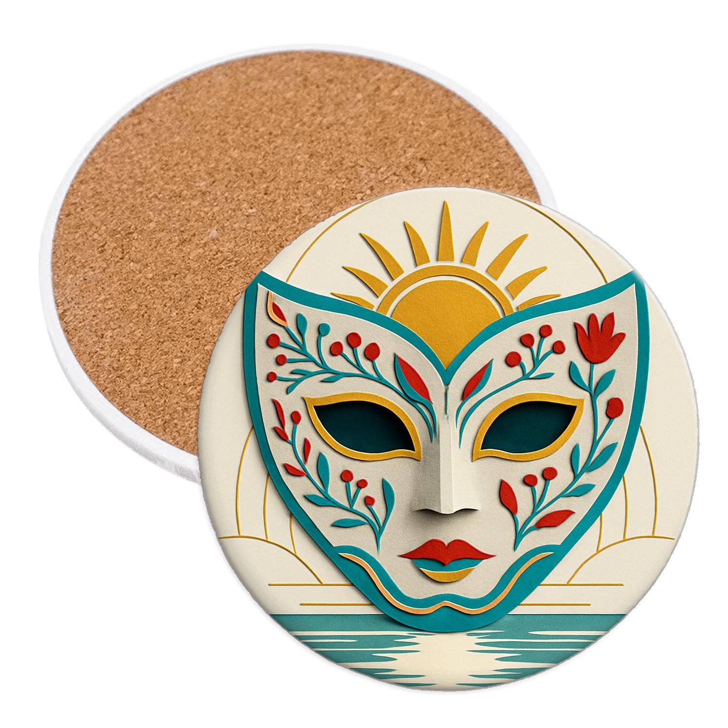 Midnight Sun Mask Carnival coasters for home decor