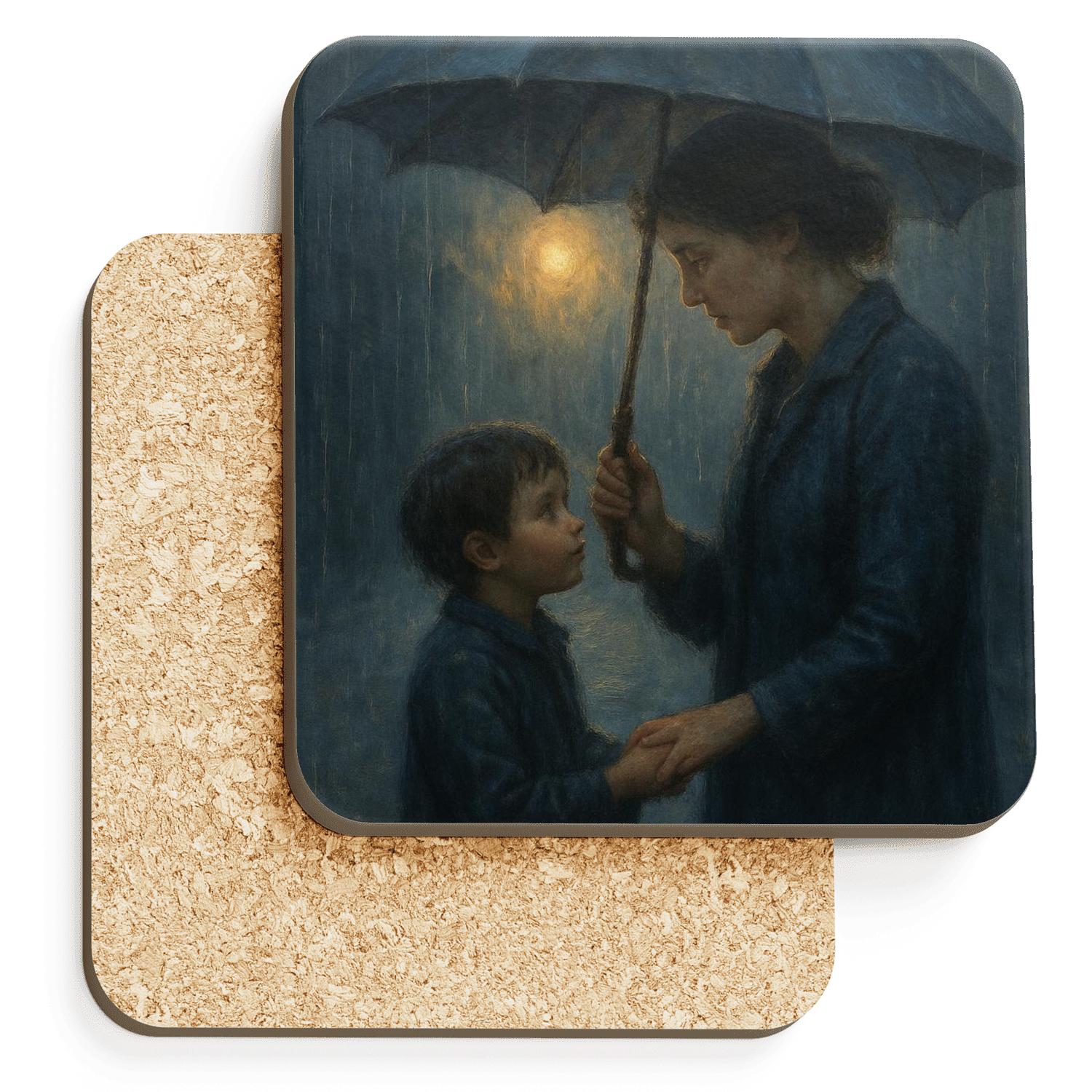 The Umbrella Of Quiet Sacrifice A Mothers Love In The Rain custom engraved coasters