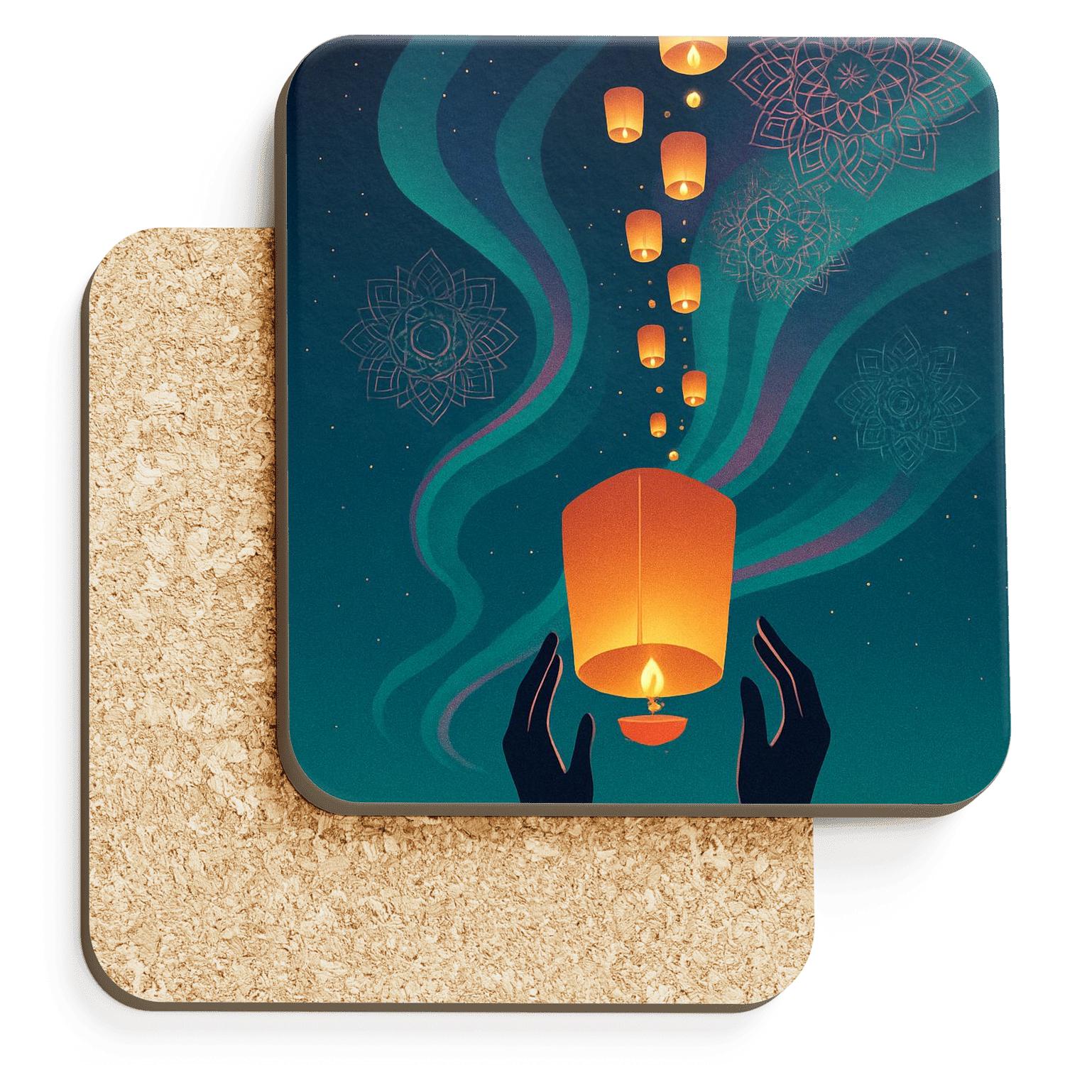 Aurora Lantern Treaty decorative beverage coasters