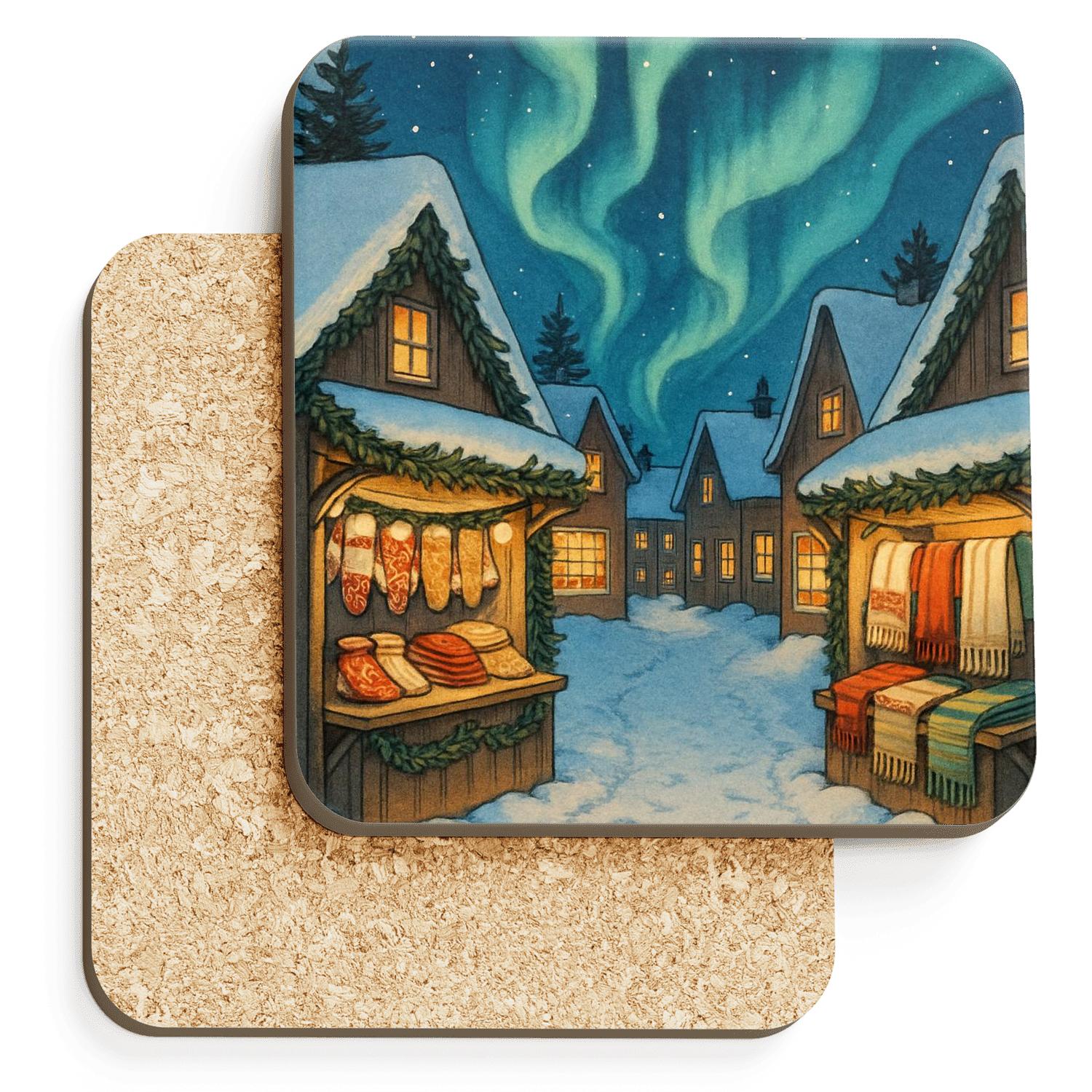 Midwinter Aurora Knit Market elegant tabletop coasters