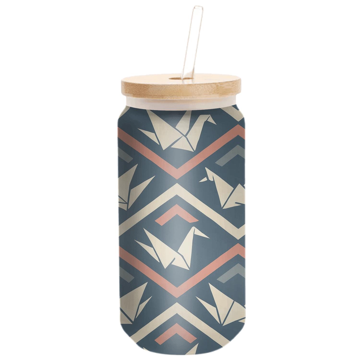 Midnight Origami Crane Chevron insulated glass vessels