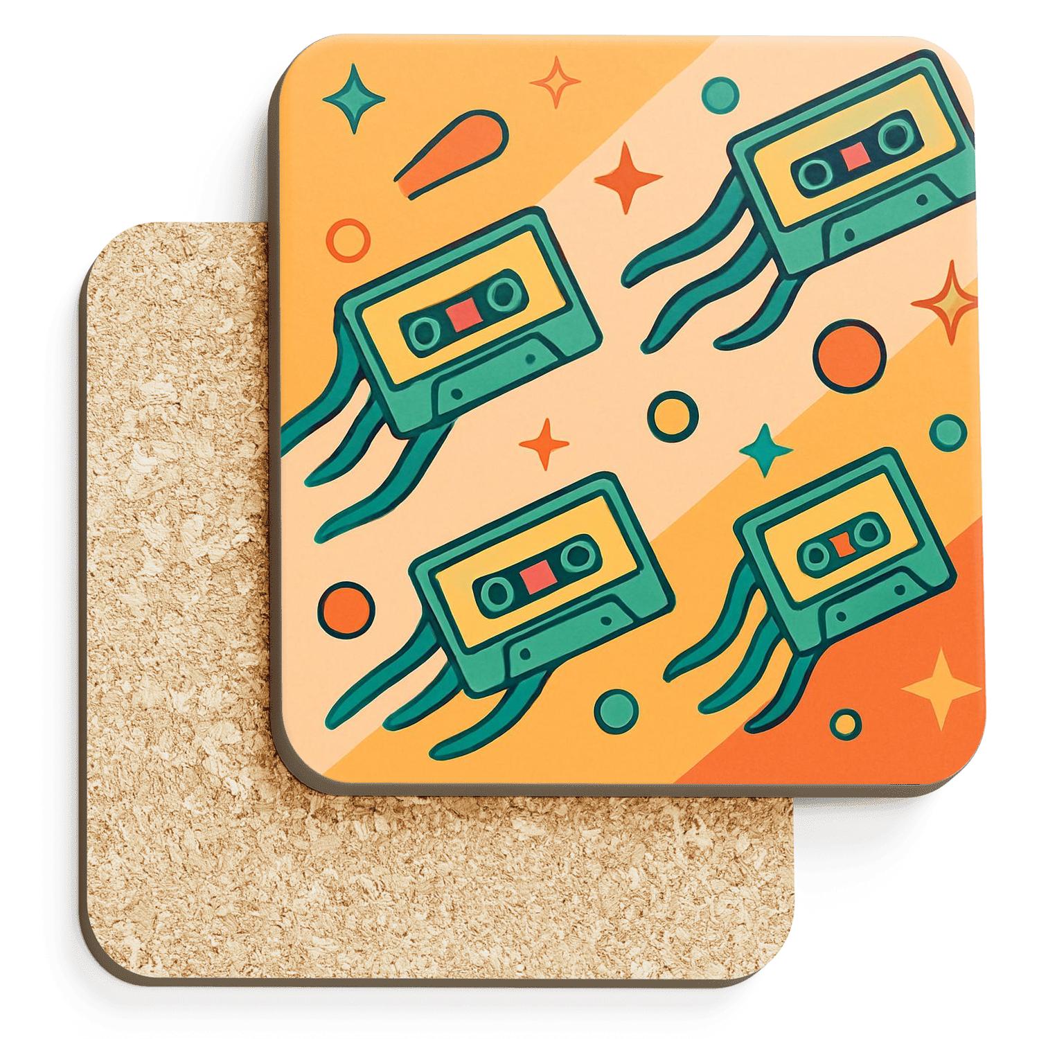 Cassette Comet Mixtape Parade coasters for home decor