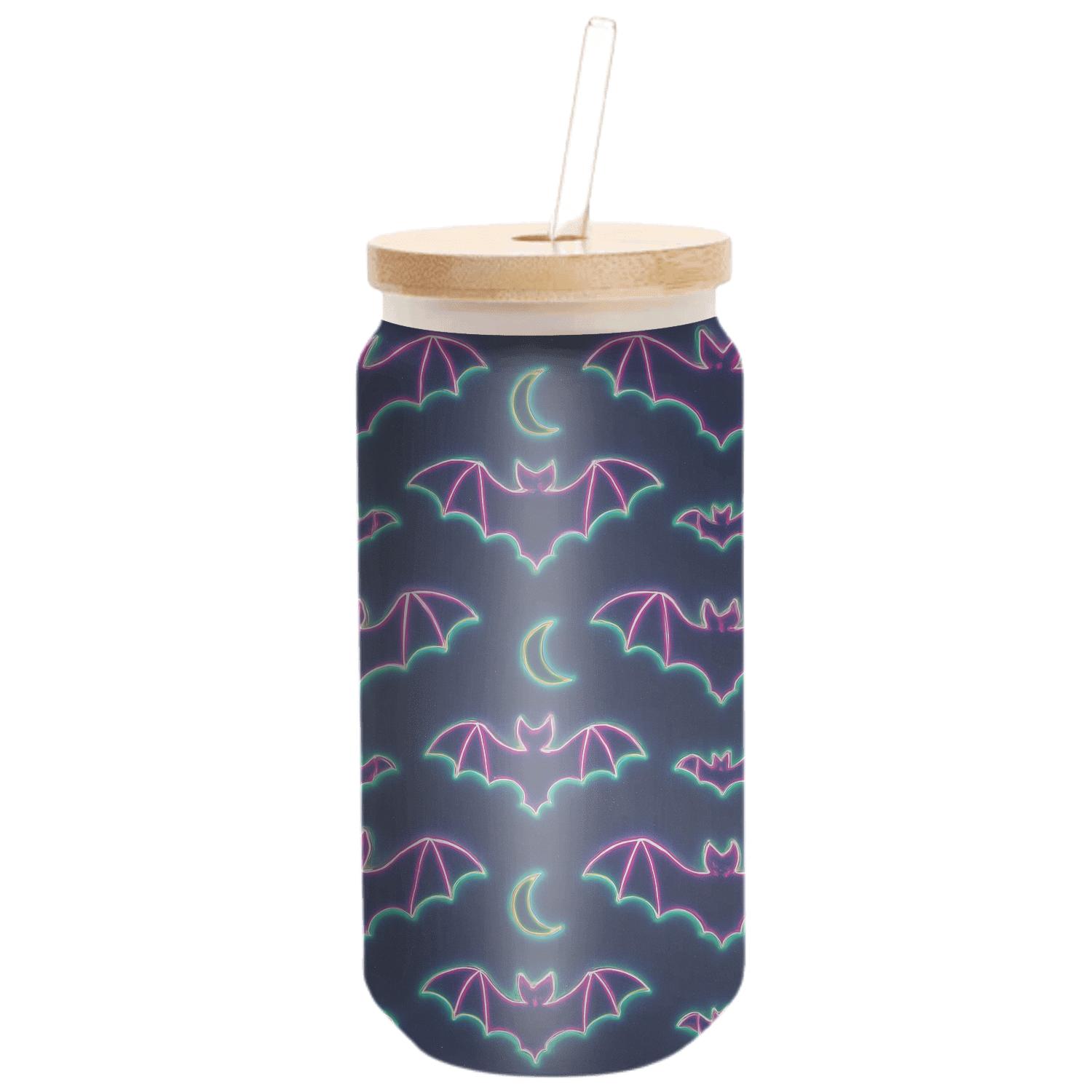 Neon Bat Mirror Pairs On Deep Navy Night glassware drinkware