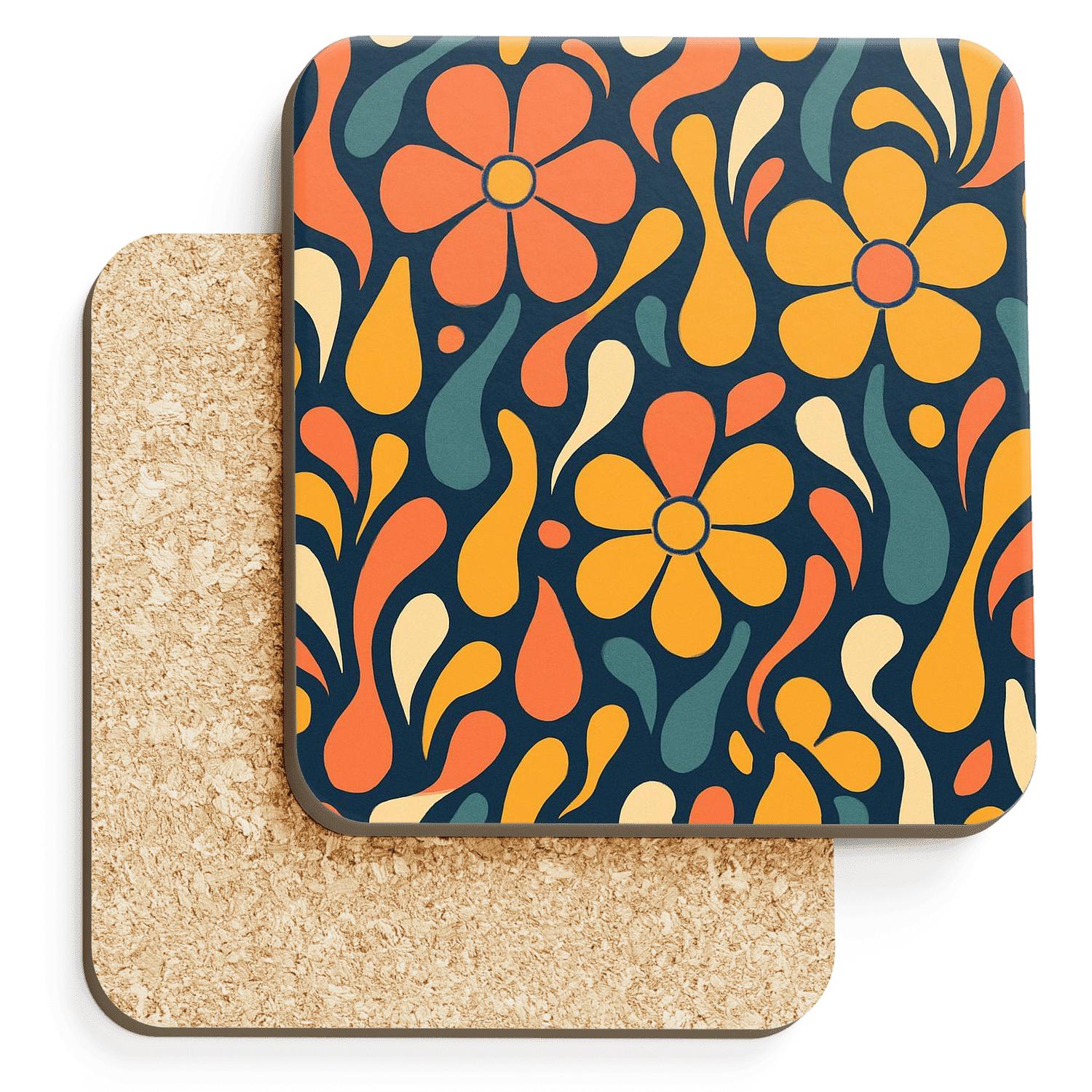Cosmic Lava Lamp Bloom personalized drink coasters
