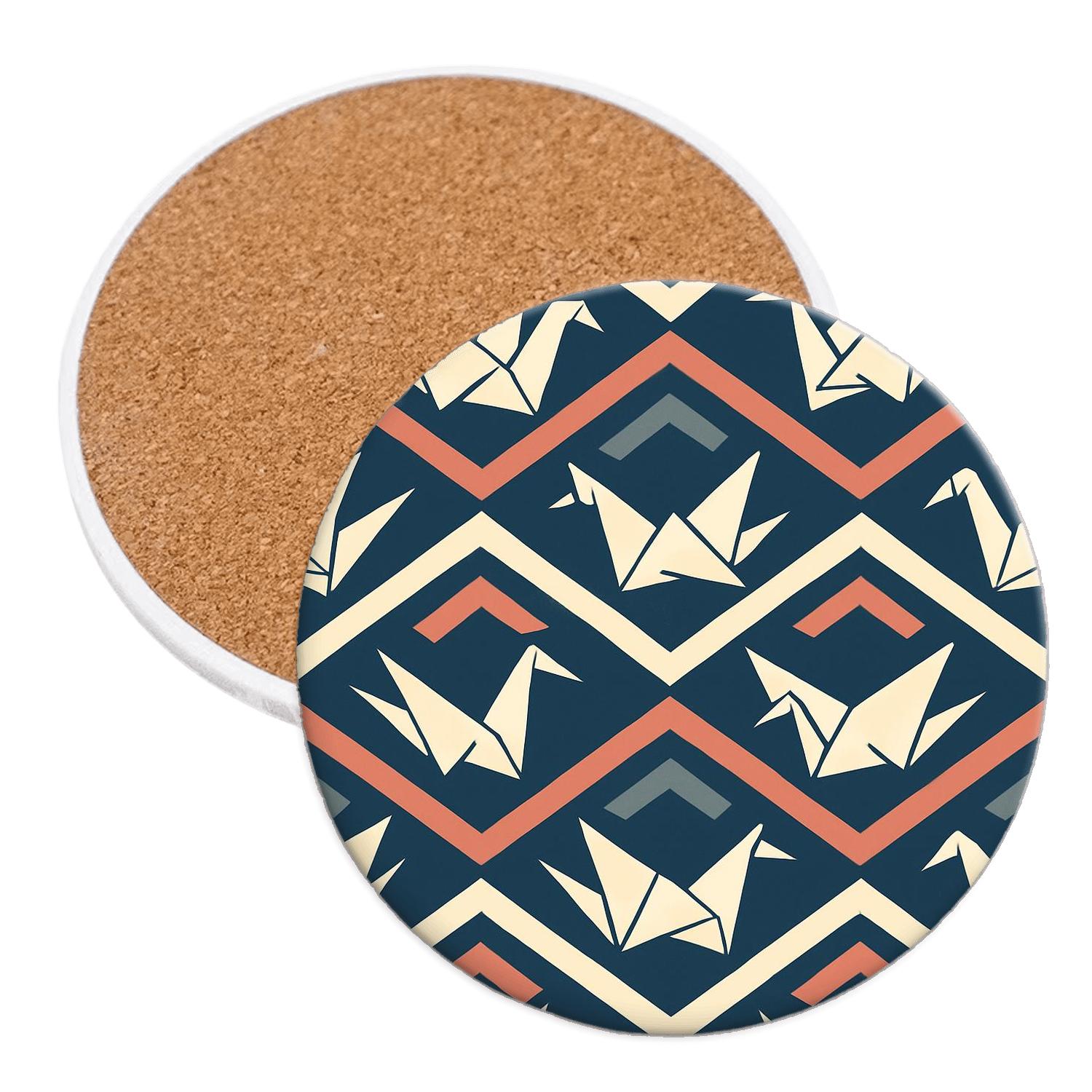 Midnight Origami Crane Chevron stone coaster collections