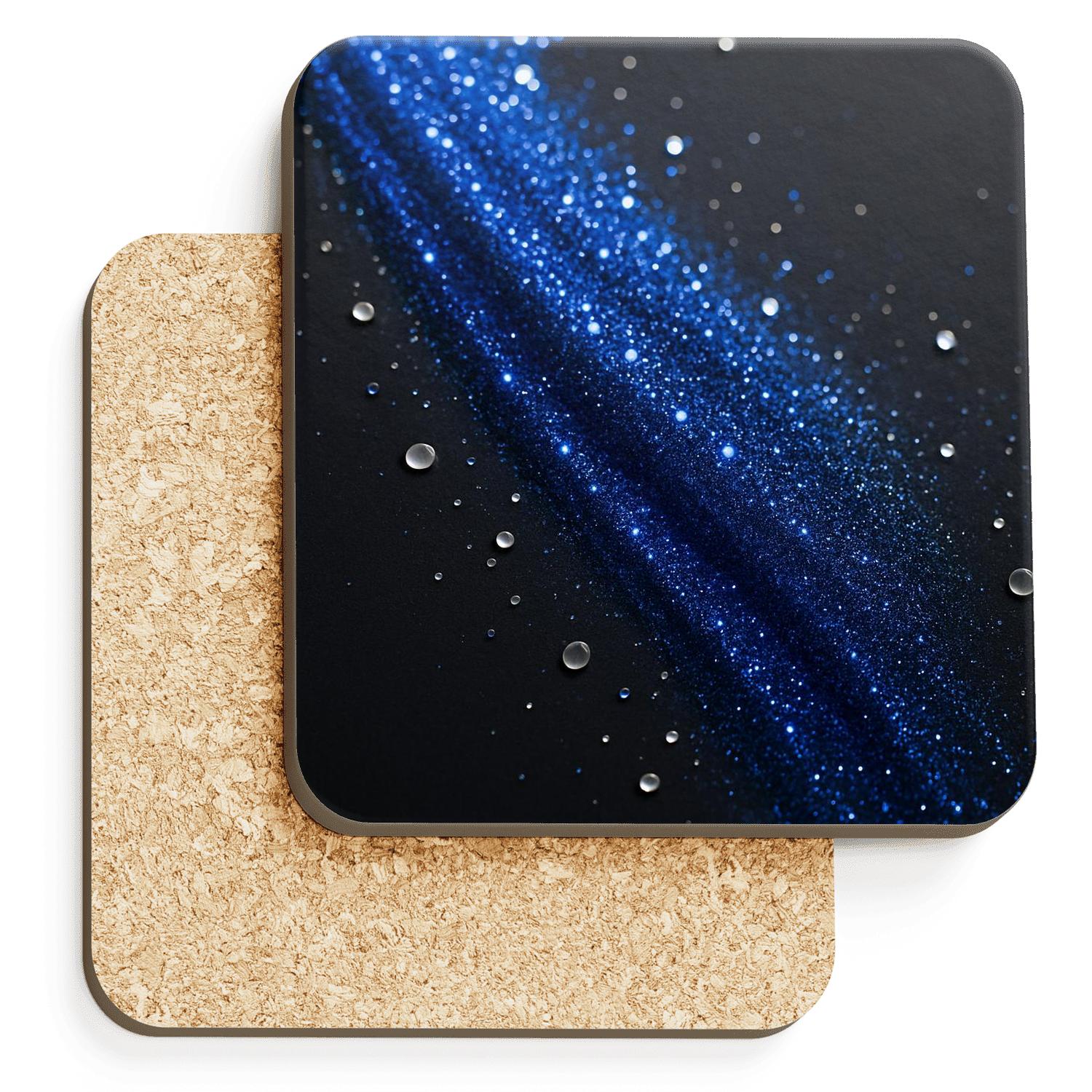 Sapphire Sequin Cascade cork coaster sets