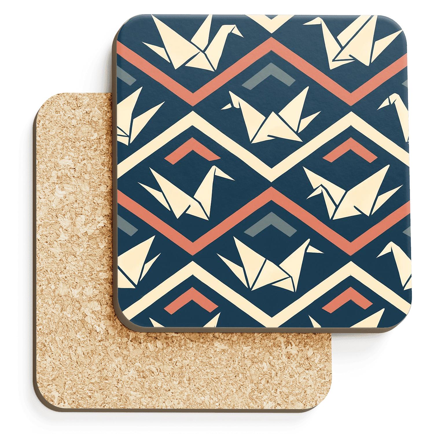 Midnight Origami Crane Chevron elegant tabletop coasters