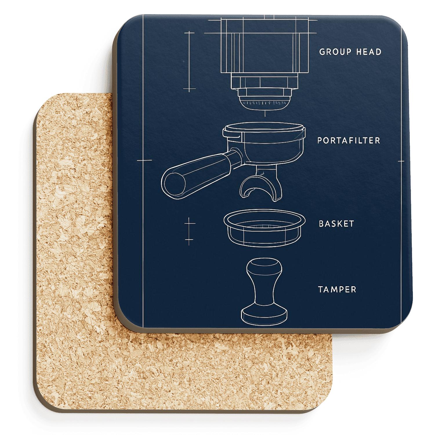 Geometric Espresso Blueprint custom engraved coasters