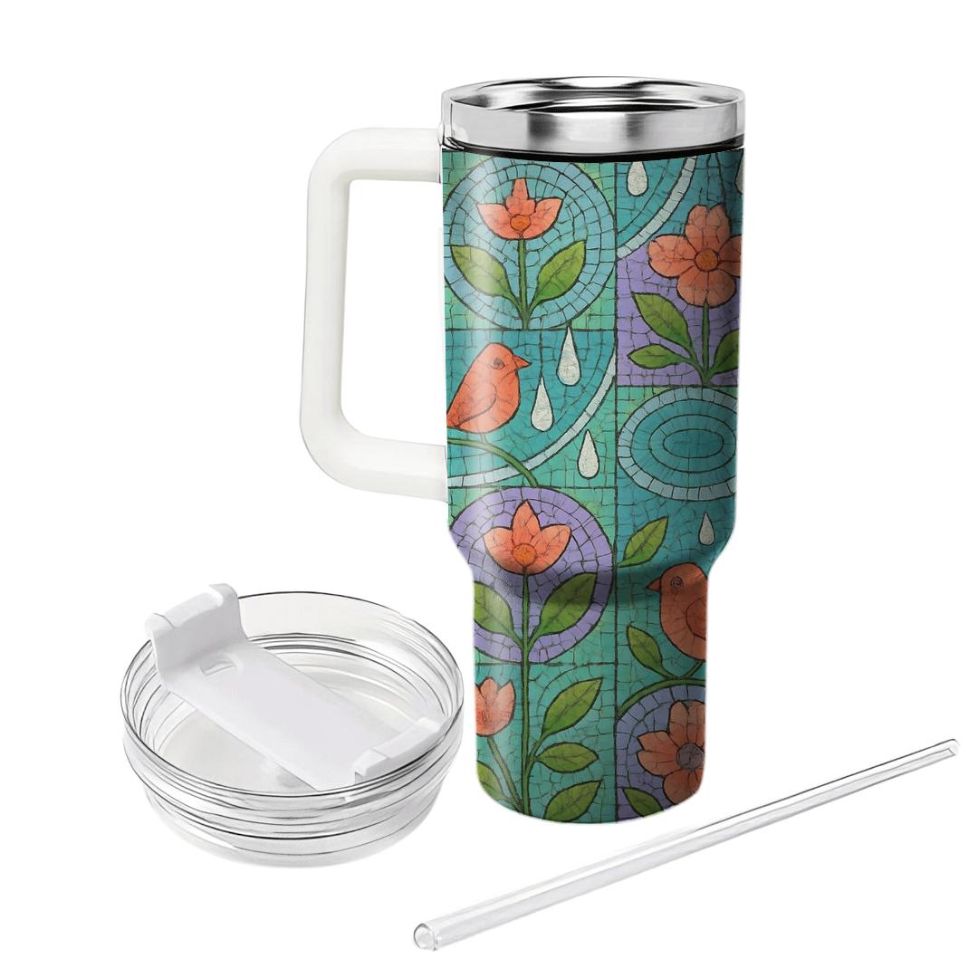 Spring Equinox Rain Garden Mosaic insulated tumblers