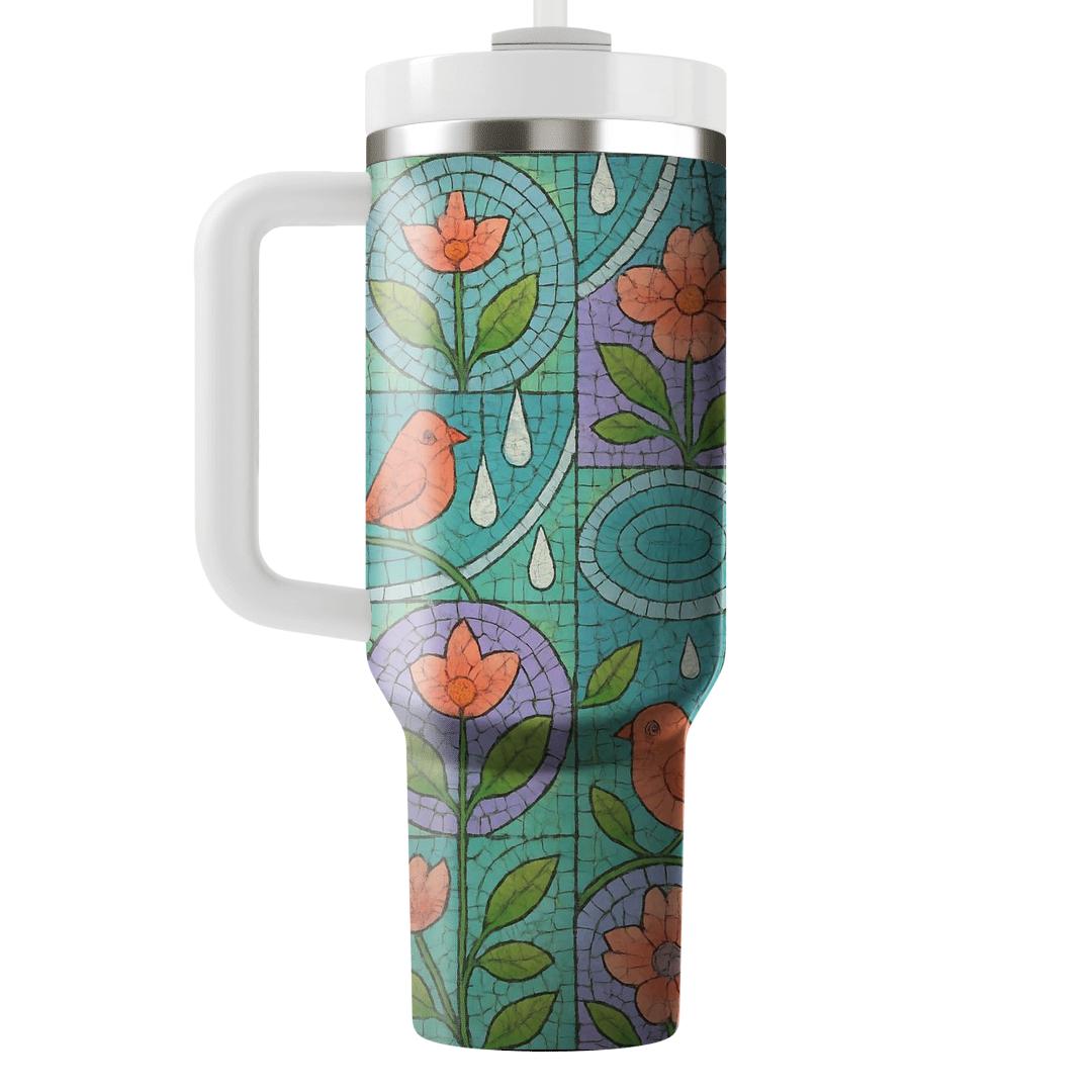 Spring Equinox Rain Garden Mosaic insulated tumblers