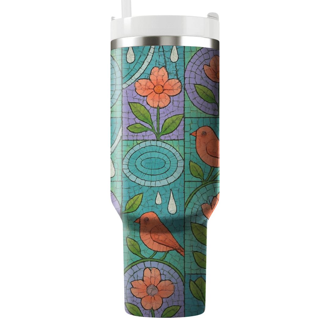 Spring Equinox Rain Garden Mosaic insulated tumblers