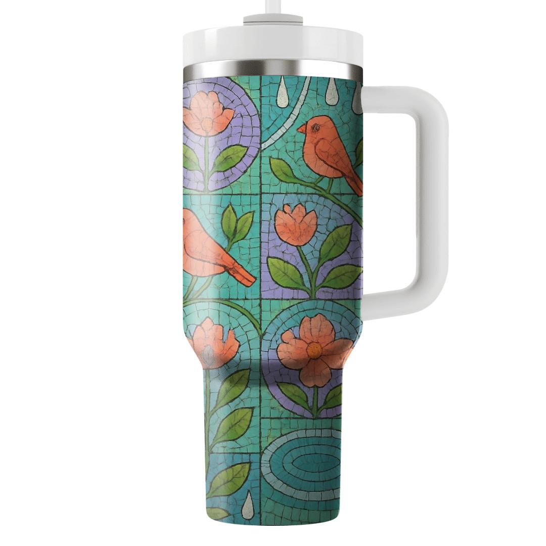 Spring Equinox Rain Garden Mosaic insulated tumblers