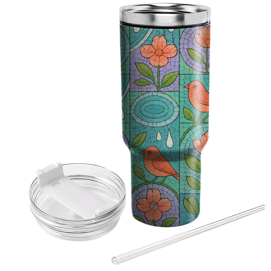 Spring Equinox Rain Garden Mosaic insulated tumblers