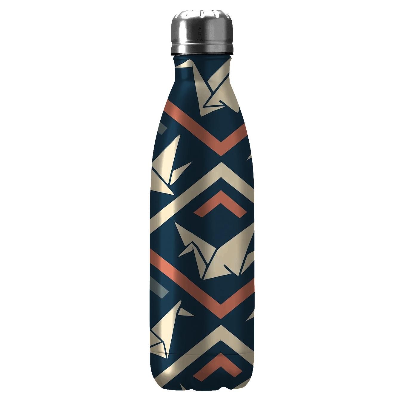 Midnight Origami Crane Chevron water bottles for gifts