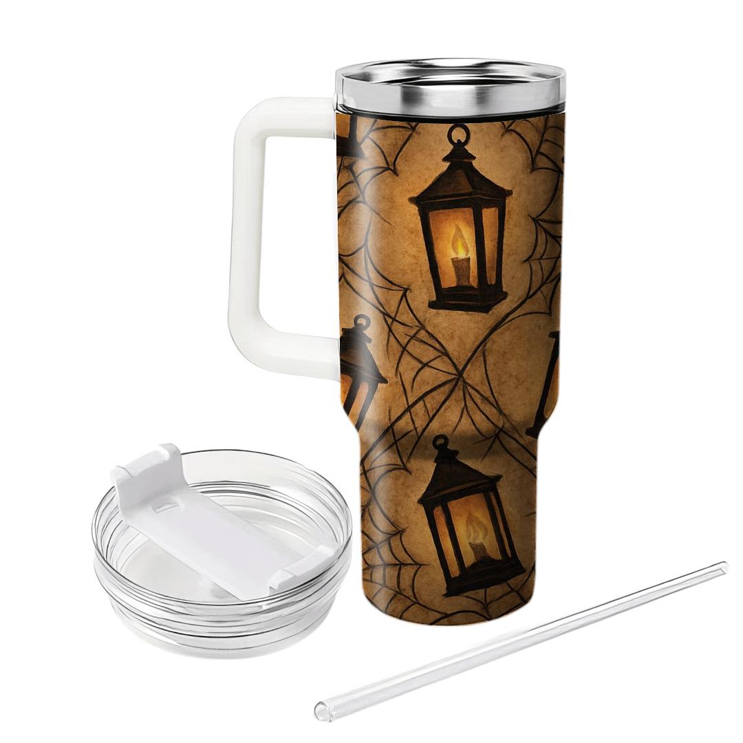 Sepia Lantern Cluster Lattice On Parchment Background decorative tumblers