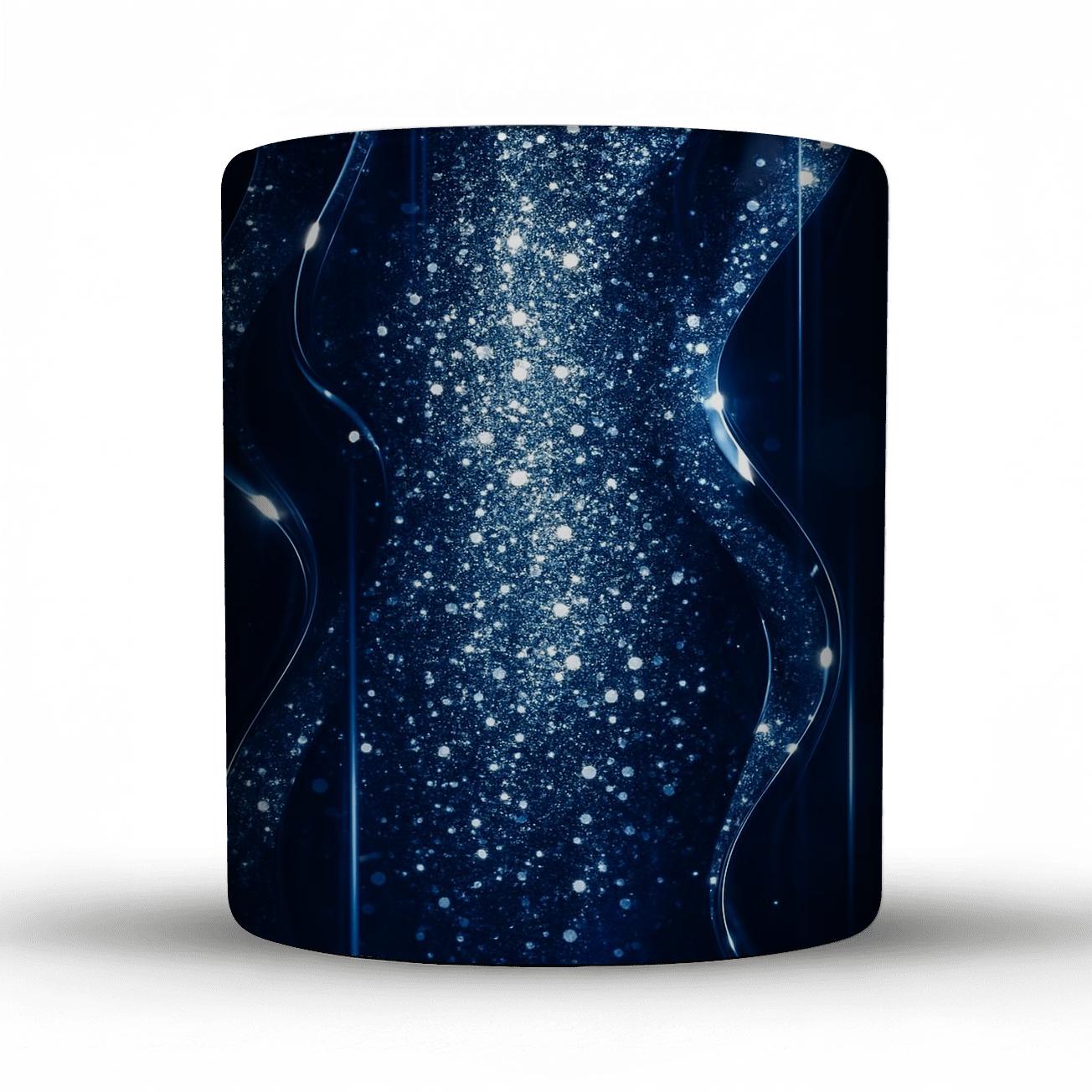 Sapphire Disco Glitter Cascade travel mugs with handles