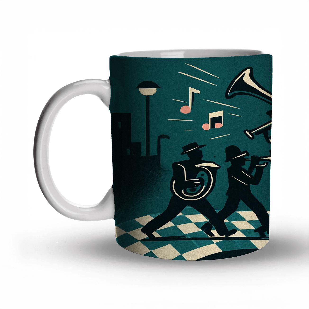 Midnight Ska Checkered Brass Parade personalized mugs