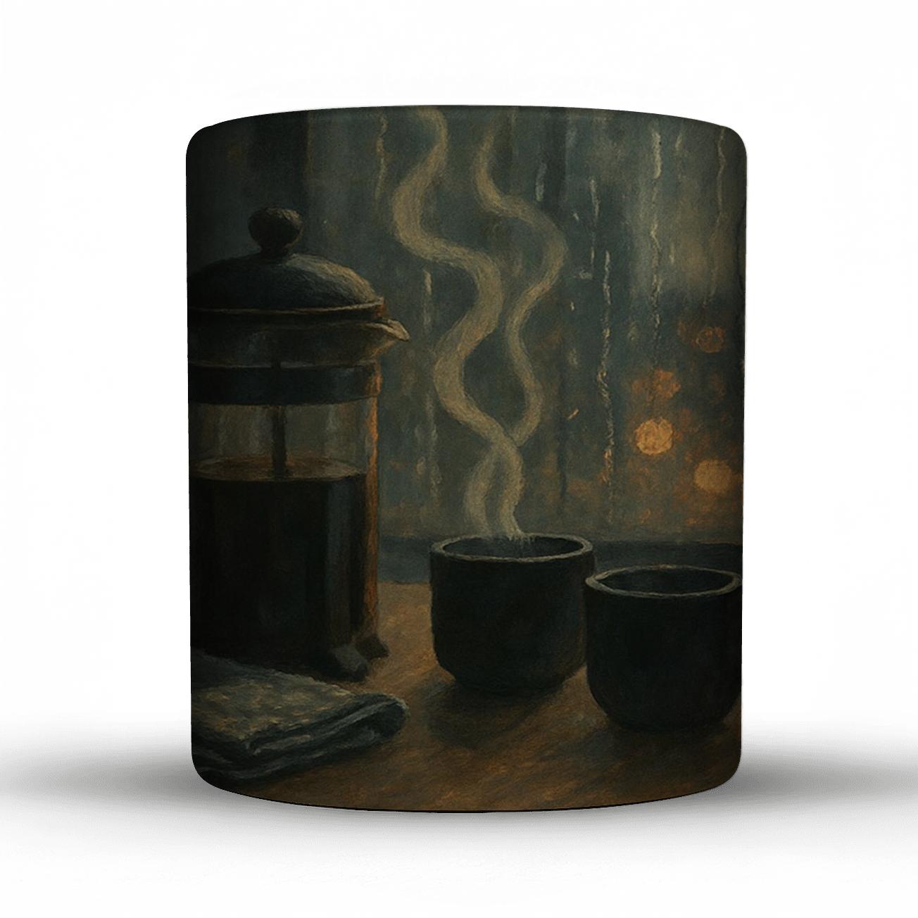 French Press Rainy Window Ritual decorative mug sets
