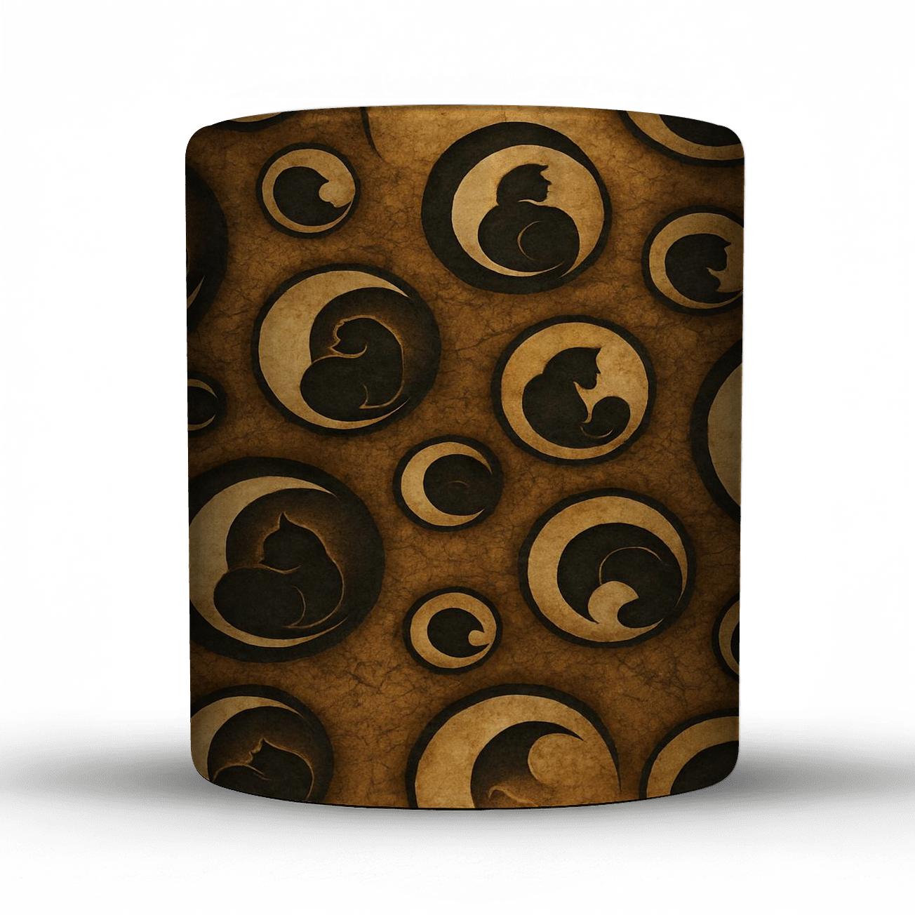 Sepia Moon Phase Cat Silhouette Medallions gift mugs for occasions